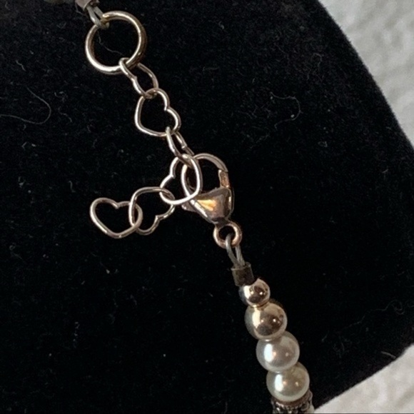 Sterling silver 925 clasp chain and beads faux pearls faceted glass beads - Picture 8 of 9